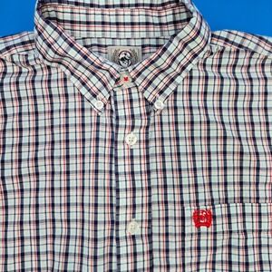 Cinch Boys XXL‎ 16-18 Plaid Long Sleeve Button Down Shirt Navy Red MTW7060207